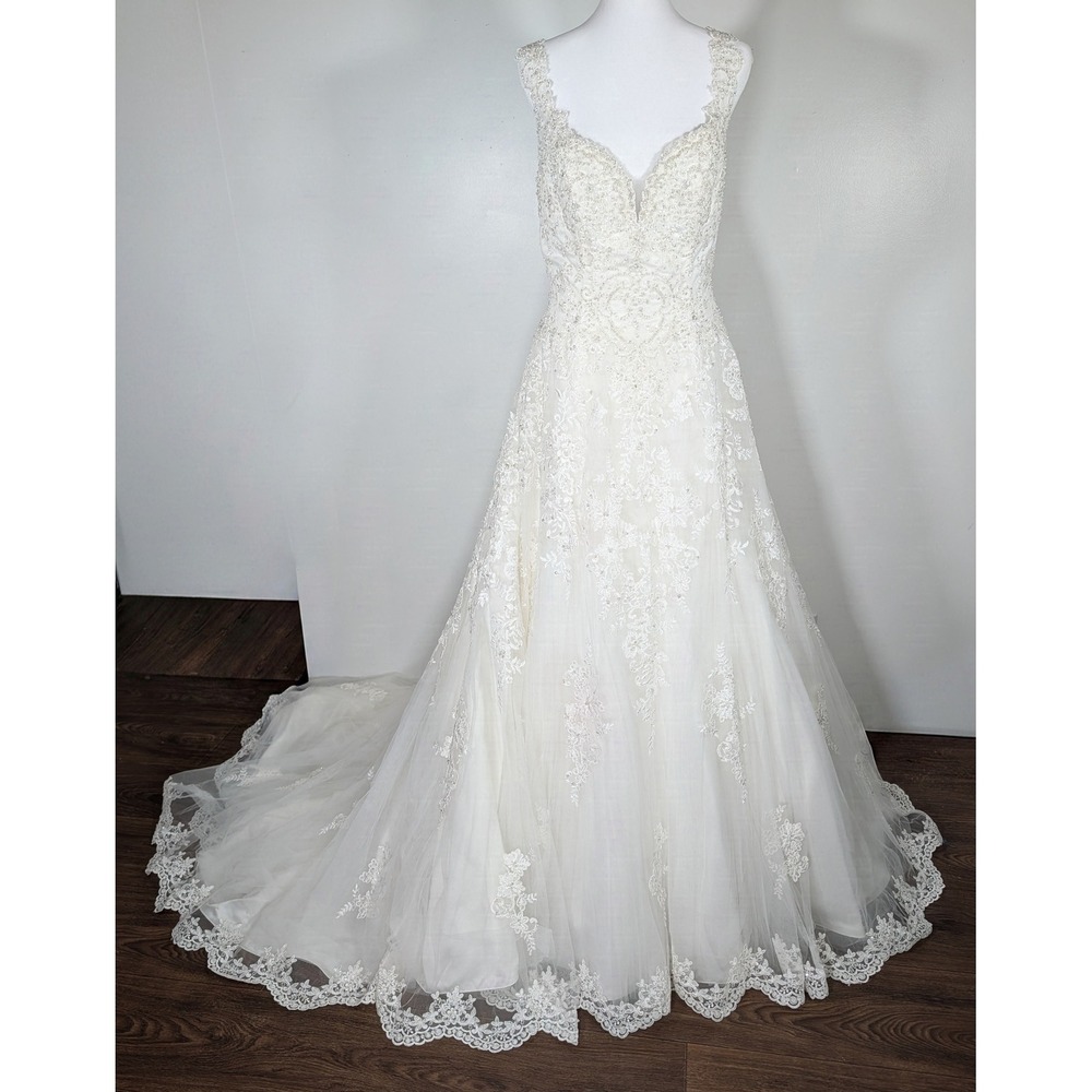 David Tutera Mon Cheri Violet 216248 Wedding Dress Ivory Beaded Lace A-Line 12
